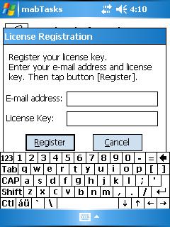 License Registration dialog