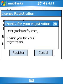 Thanks for your registration dialog